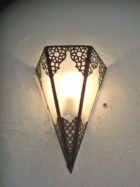 applique murale Marocaine fer forgé verre dépoli lampe lustre lanterne 28 cm