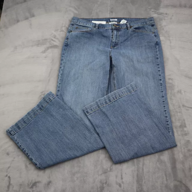 Liz and Co Pants Womens 12 Blue Denim Stretch Flat Front Straight Pockets Jeans