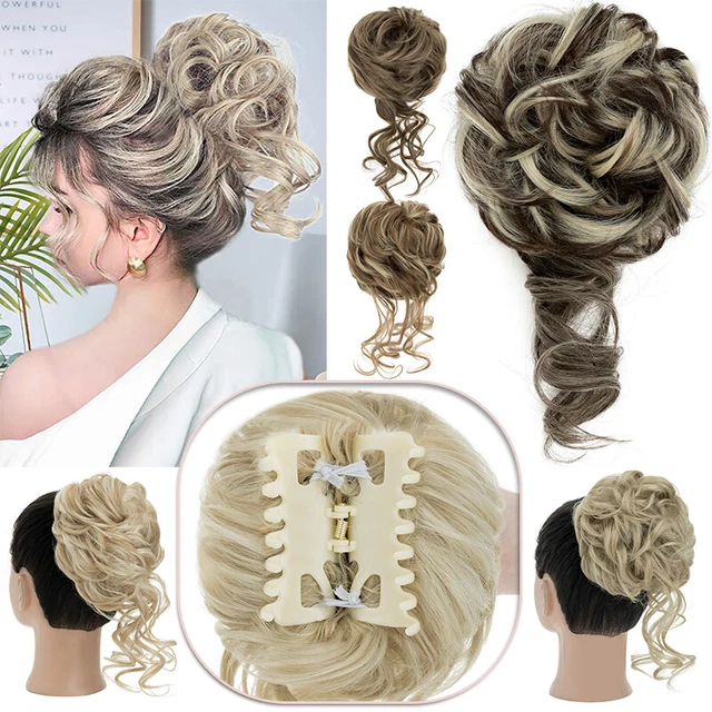 US Clip on in Messy Bun Hair Piece Extension Wedding Updo Hair Claw Clip Natural
