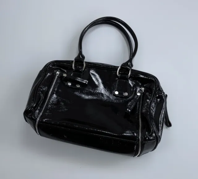 Women's LONGCHAMP Rodeo Luxe Patent Leather Y2K Zipped Hand Bag Shoulder Bag