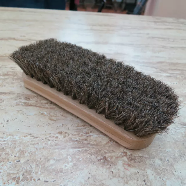 Brown Shoe Shine Buffing Brush 100% Horsehair Horse Hair Wood Handle Boot