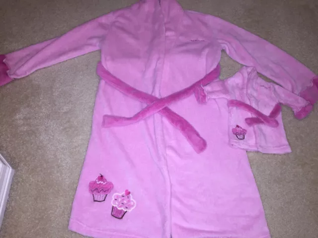 Dollie And & Me Matching set Pink Doll Girl Sz 12 Robes cupcake sweet