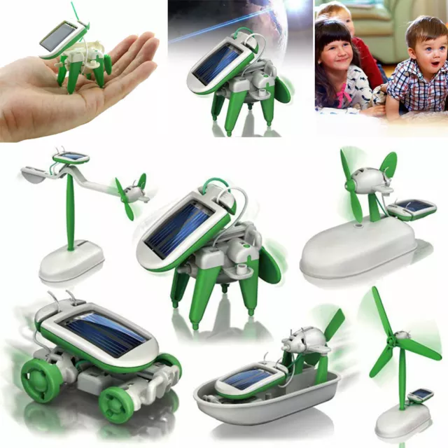 6 in 1 Car Robot Kit Solar Powered 3D Model DIY Educational Toy Fan Toys Boat