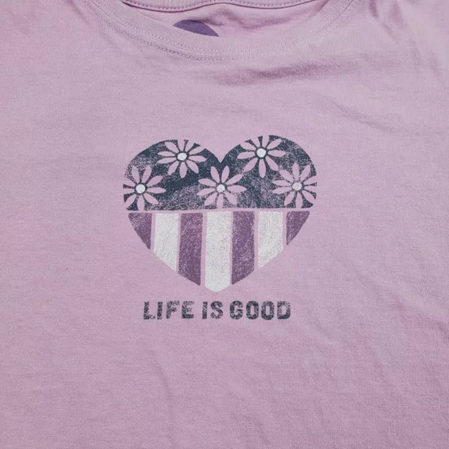 Life Is Good Womens Classic Fit Tee Shirt Med Life is Good Heart Flower Floral 2