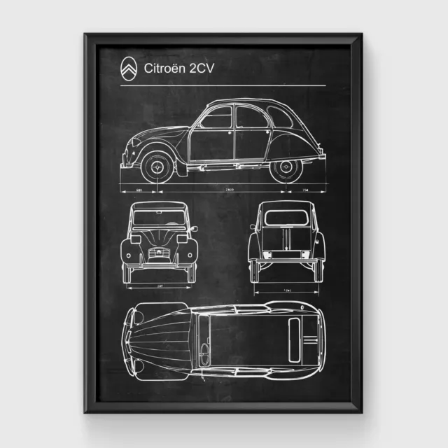 Citroen 2CV Car Poster Citroën Retro Patent Blueprint Art Print 3