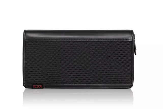 Tumi L94502 Mens Black Alpha Zip Around ID LockTravel Wallet 4.4x7.75 in