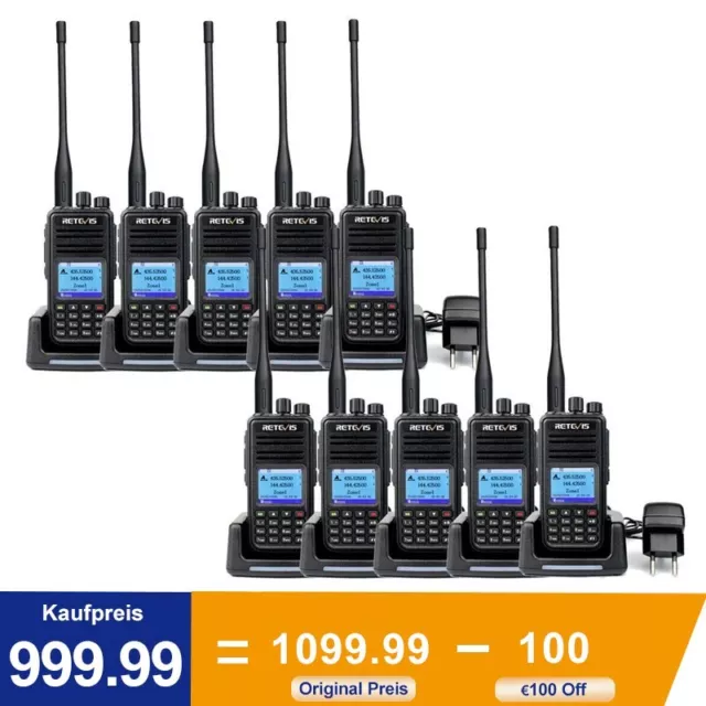 10pcs Retevis Funkgerät RT3S DMR Dualband Digital/Analog Walkie-Talkie 2000mAh