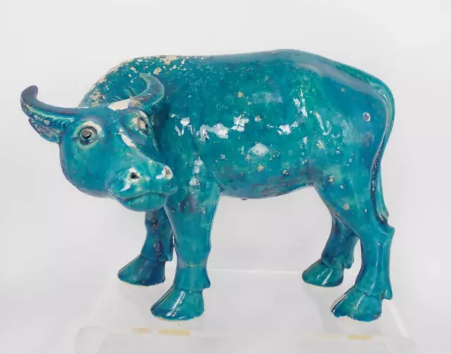 Antique Chinese Ming Dynasty Turquoise Glaze Water Buffalo Figurine Statue Ox