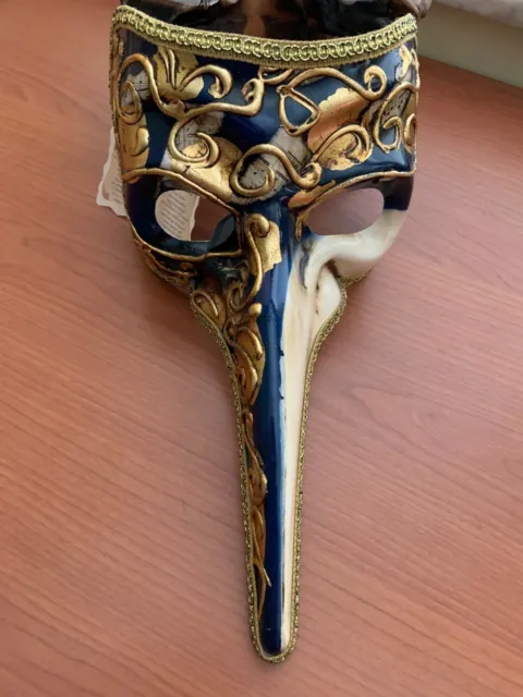 Authentic Venetian Masquerade Hand Painted Papier-Mâché Mask,Italy made