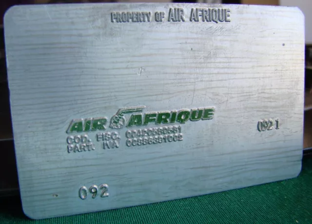 AIR AFRIQUE Vintage tickets validation plate (aircraft, civil aviation)