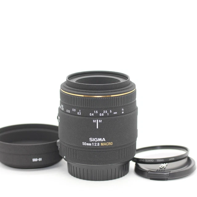 [Mint - ] SIGMA EX 50mm f2.8 DG MACRO For Canon EF w/ Hood & Filter From JAPAN