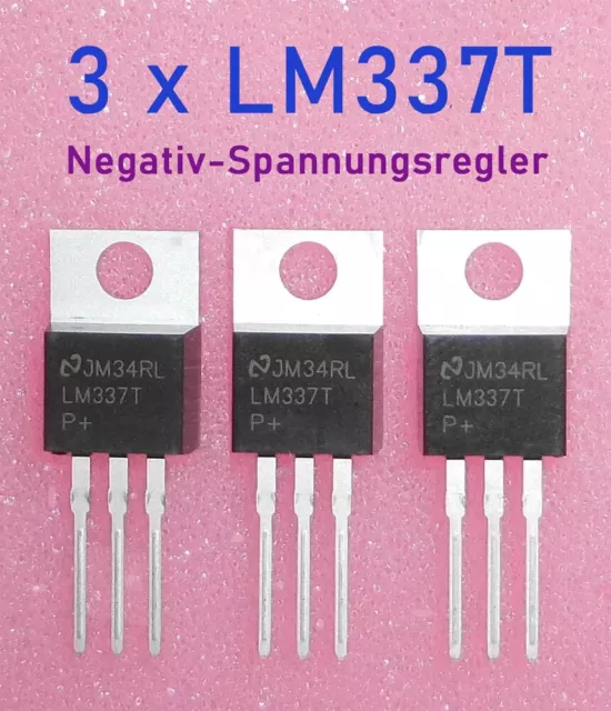 3x LM337T einstellbarer Spannungsregler -1,2 ... -37 V 1,5A TO220 DE-Versand