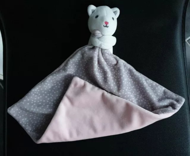 Peluche Doudou Obaibi Chat Blanc Mouchoir Rose Velours Gris Étoile OKAÏDI