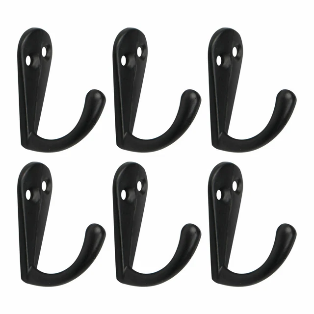 6pcs Robe Hooks Metal Hook Keys Scarf Towel Wall Bathroom DIY Hanger w Screws