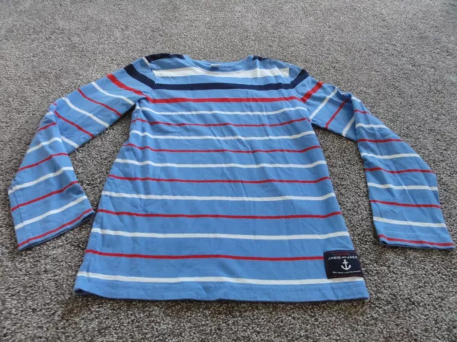 Boys Janie And Jack Blue, White & Red Striped Long Sleeve Shirt Size 8