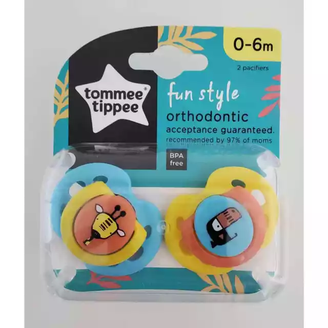 Tommee Tippee Pacifiers Orthodontic 0-6M BPA Free Giraffe Toucan New