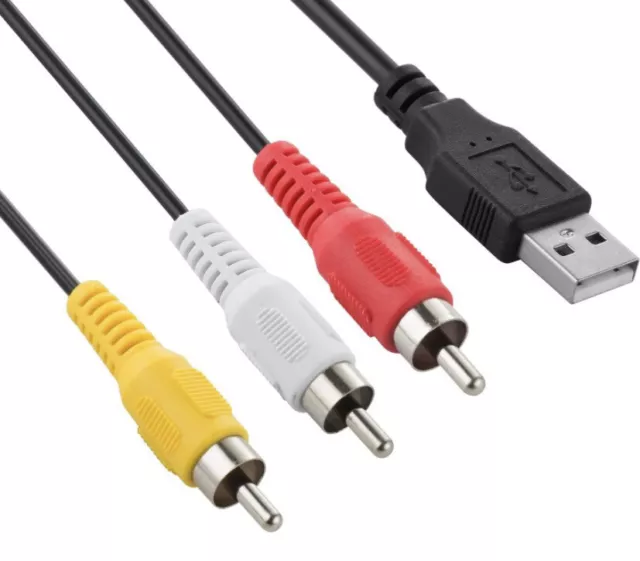 Cable USB Macho a 3 RCA para AV Video Audio – 1,5 Metros