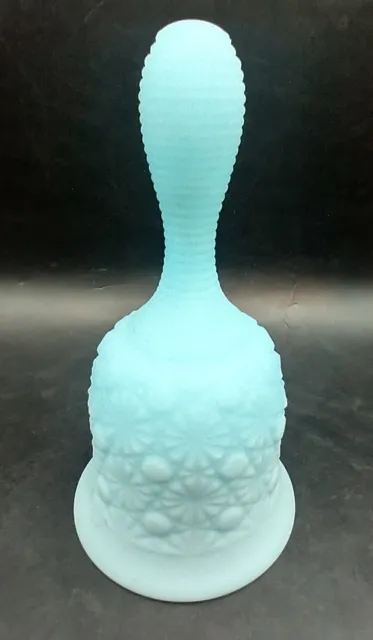 Vintage Fenton Satin Blue Milk Glass Bell in Daisy and Button Pattern READ!!!