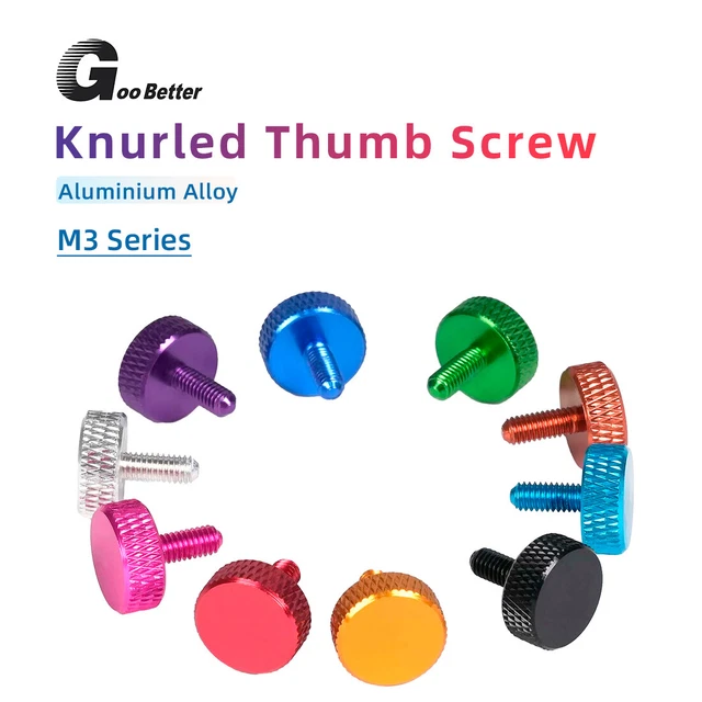 M3X5/6/8/10MM ALUMINUM ALLOY Knurled Thumb Screw Flat Head Hand Grip