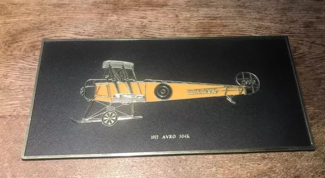 FRANK DOWN LTD England - 1917 AVRO 504K  AIRPLANE Plastic Wall Plaque