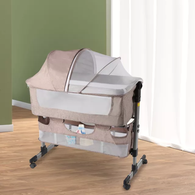 Portable Baby Bassinet Bedside Sleeper Fit Baby Easy Folding Crib w/ Storage US