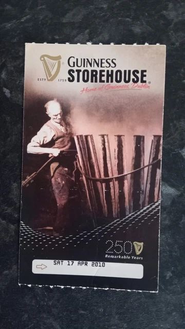 Guiness storehouse ticket from the Guiness Storehouse, Dublin, 17th April 2010