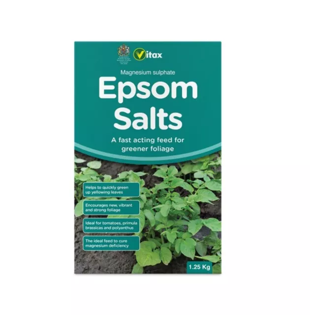 Vitax Magnesium Sulphate Epsom Salts Plant Feed For Greener Foliage 1.25Kg