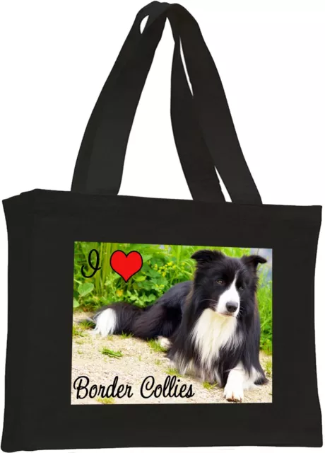 I Love Border Collies Cotton Shopping Bag - Choice of Colours. Border Collie