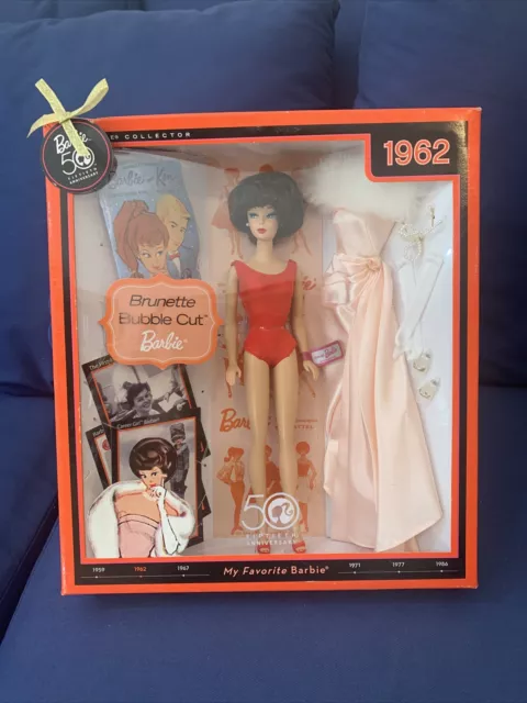 BARBIE 50TH ANNIVERSARY Brunette Bubble Cut 1962 Repro 2009 Barbie Doll $265.07 - PicClick AU