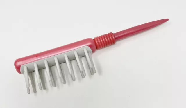 Vintage SCUNCI Plastic Hair Brush Comb Style Rare Unique 90s Retro Dark Pink