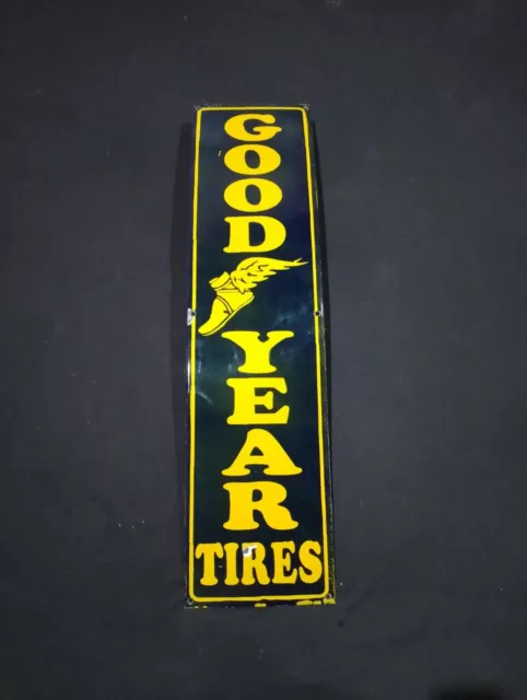 Porcelain Goodyear Tires Enamel Metal Sign Size 40" x 10" Inches