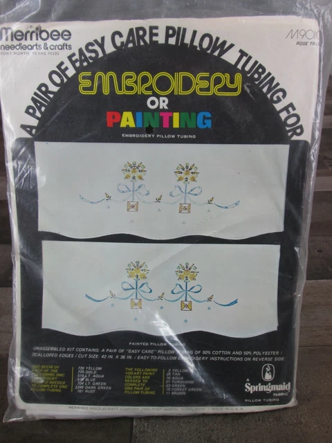 Funda de almohada estampada de colección para bordar tela artesanal de árbol de rosa pintura Springmaid