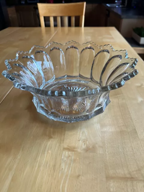 Beautiful & Heavy Heisey Colonial Clear 11 Inch Serving Bowl Stem 300, 300-1-2