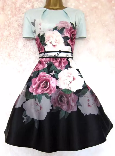 TED BAKER ~Wilmana~ Abito UK 10 2 ~Matrimonio~ Pattinatore stretch floreale bellissimo!
