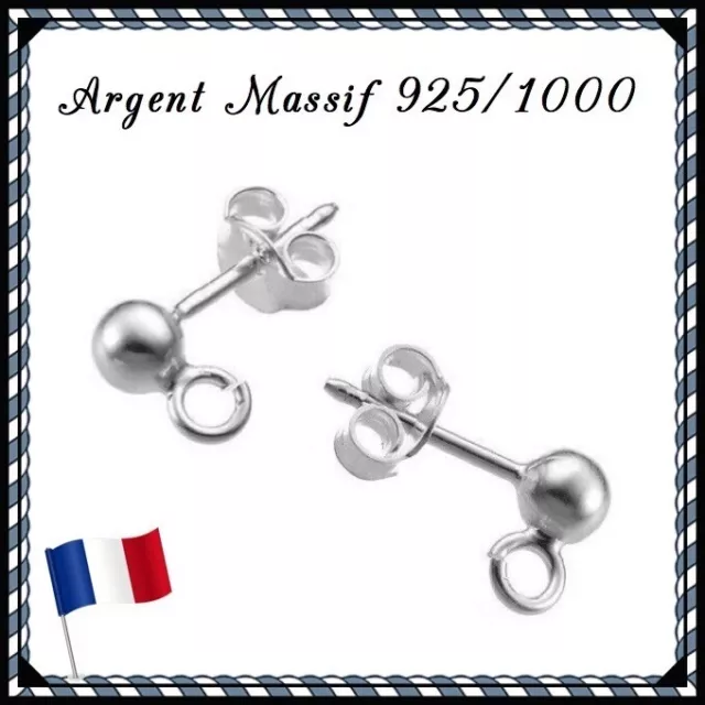 Clous d'oreilles boule 4mm avec anneau, en Argent Massif 925/1000. Réf: EA5