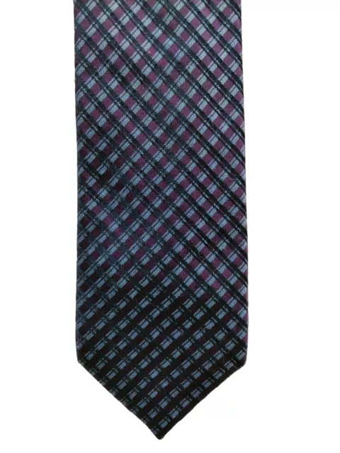 Calvin Klein Silk Blend Tie Purple Cross Check Pattern