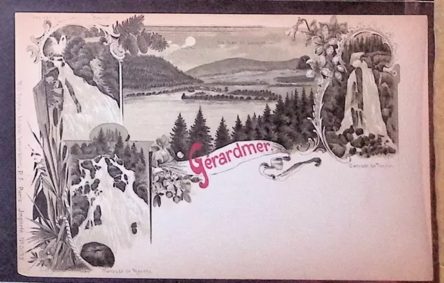 CPA  Lithographie  GERARDMER  Vues du Lac