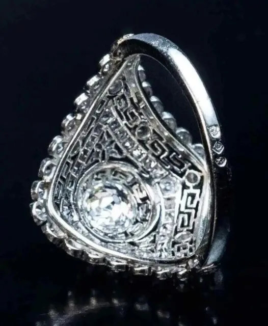 Art Deco Old European Cut Lab Created Diamond Women's Mid-Century 925Silver Ring 2