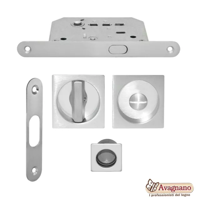 Kit Maniglia Incasso Porte Scorrevoli Quadro Cromo Satinato - Mariva