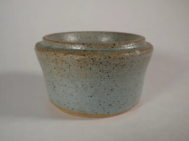 Hand Crafted Studio Art Pottery Small Bowl Aqua Brown Grainy Texture Rustic W