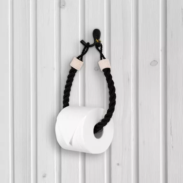 Toilet Roll Holder Retro Style Rope Black Jute Nautical Toilet Paper Holder