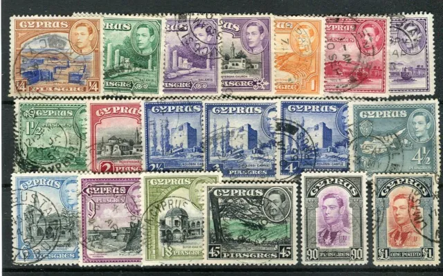 Cyprus KGVI 1938-51 set of 19 SG151/63 fine used
