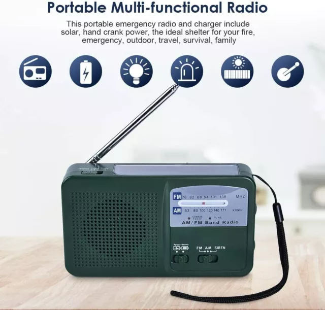 ✅ Mini Radio Portatile Radiolina Fm Am Pannello Solare Pawerbank Caricabatterie 2