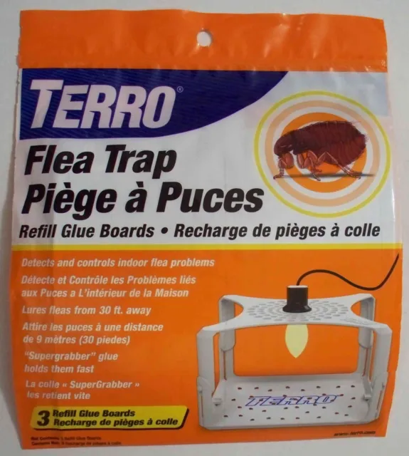 Terro T231 Flea Traps - 3 Refill Glue Boards with SuperGrabber Glue - Combo Ship