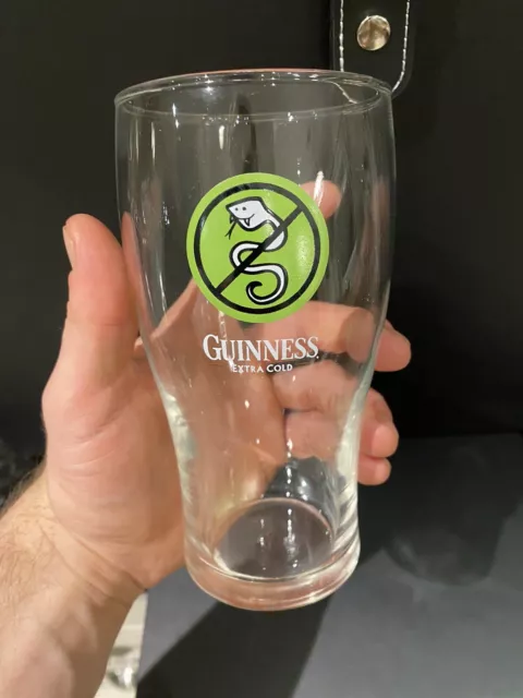 Rare Guinness Official No Snakes In Ireland Pint Glass Crown Stamped