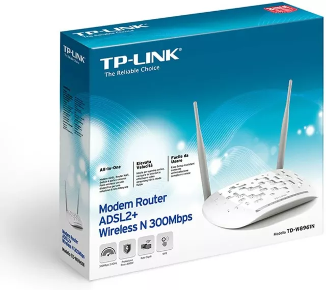 Tp-Link Td-W8961N Modem Router Adsl2+Wifi Wireless 300Mbps Access Point 4 Porte