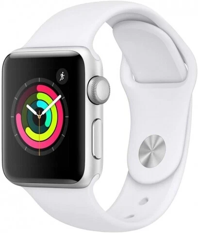 Apple Watch Series 3 [GPS, inkl. Sportarmband weiß] 38mm Aluminiumgehäuse silb A