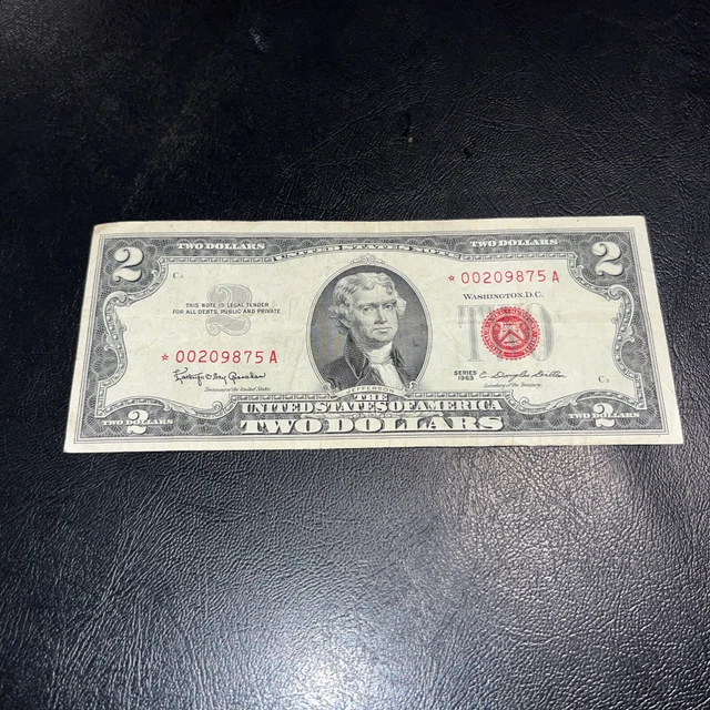 1963 Two Dollar Star Bill • $2 Red Seal Star Note • *00209875A