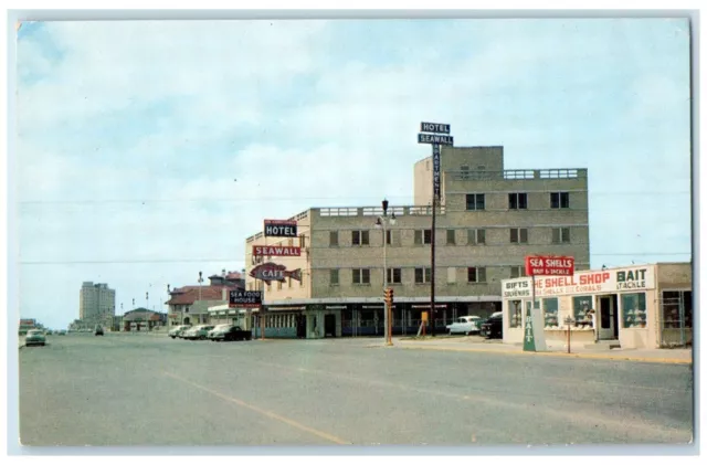 c1950's Seawall Cafe And Hotel Sea Food House Cars Galveston Texas TX Postcard