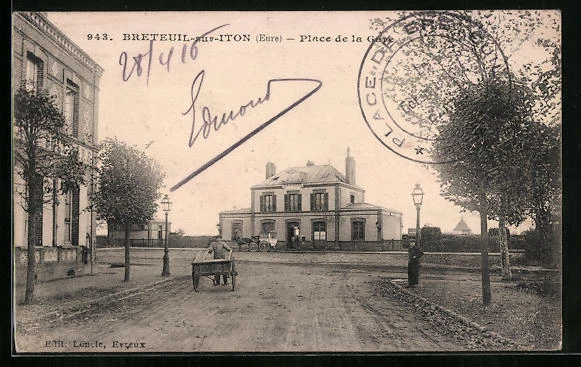 CPA Breteuil, Place de la Gare